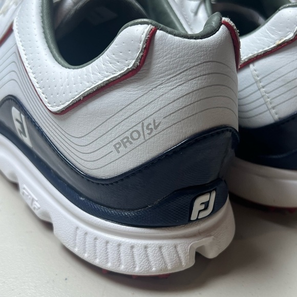 Men’s Worn Once? Footjoy FJ Pro S/L Size 8 Spikeless Golf Shoes White Blue main image 7